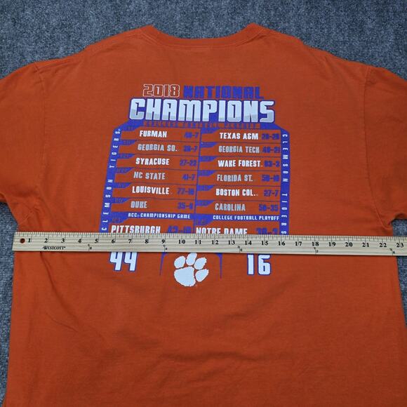 Clemson Tigers Shirt Mens XL Orange NCAA Football 2018 National Champions Hanes - Picture 4 of 14